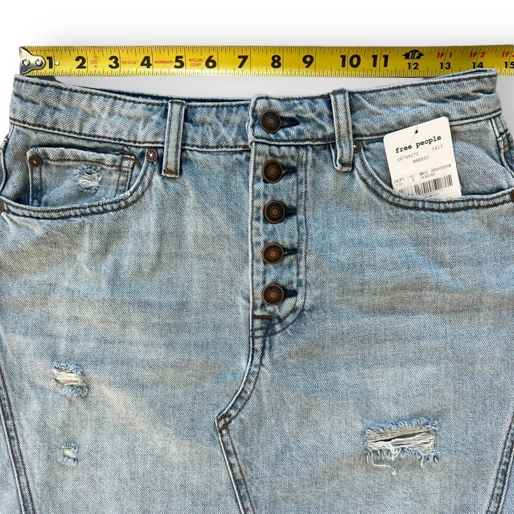 NWT Free People We The Free Denim Skirt Breezy Button Fly